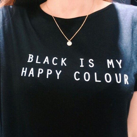 T-shirt Black is my happy color Size M - Picture 1 of 3